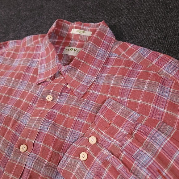 Orvis Other - Orvis Red Plaid Linen Button Front Shirt XXL Long Sleeve Casual‎ Made in India